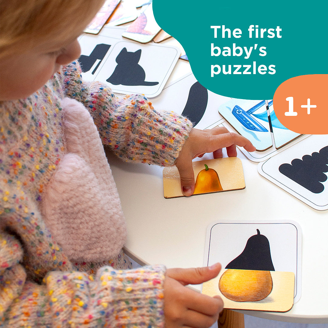 Puzzle halves for toddlers and shadows