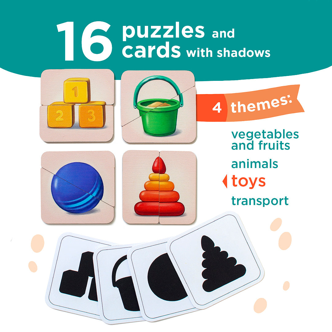 Puzzle halves for toddlers and shadows