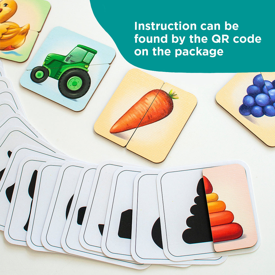 Puzzle halves for toddlers and shadows