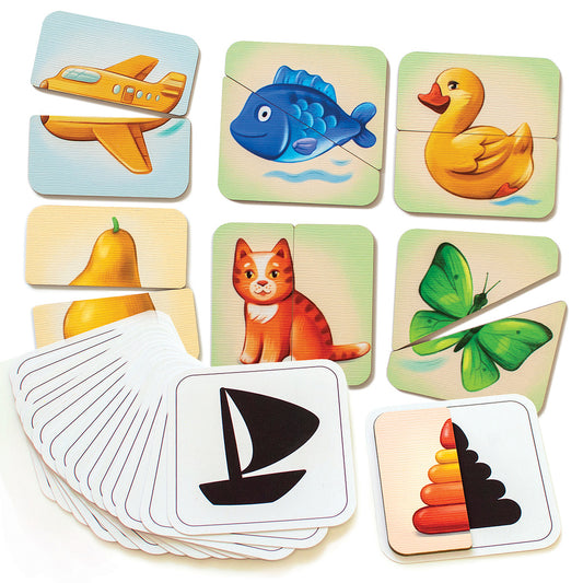Puzzle halves for toddlers and shadows