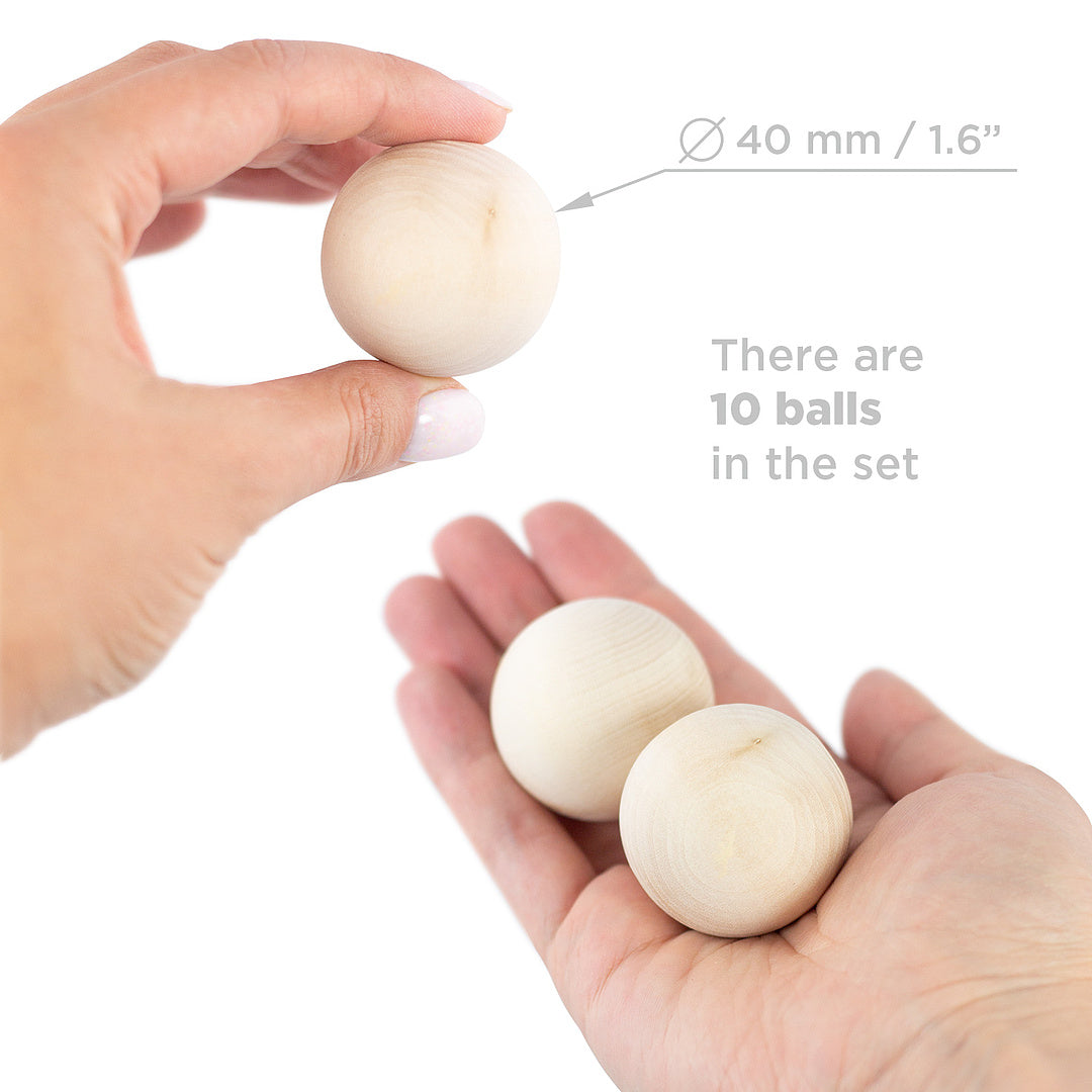 DIY 10 pcs Unfinished Balls Set 40 mm