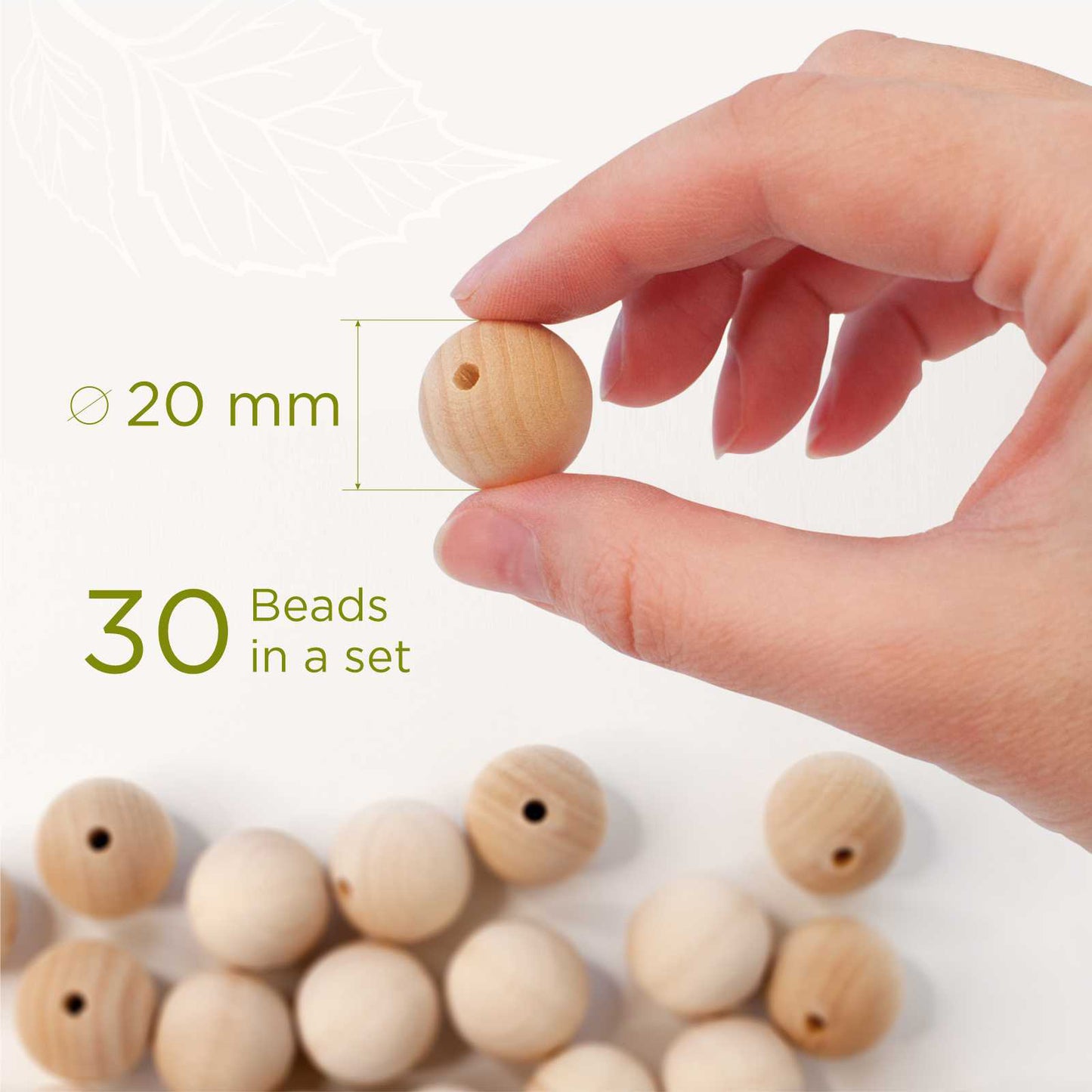 Wooden beads 20 mm 30 pcs