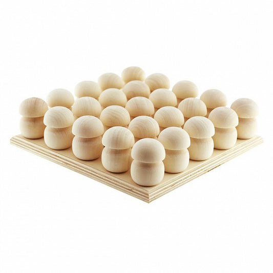 DIY 25 pcs Unfinished Wooden Mushrooms Set on a Stand Unpainted Montessori Toy