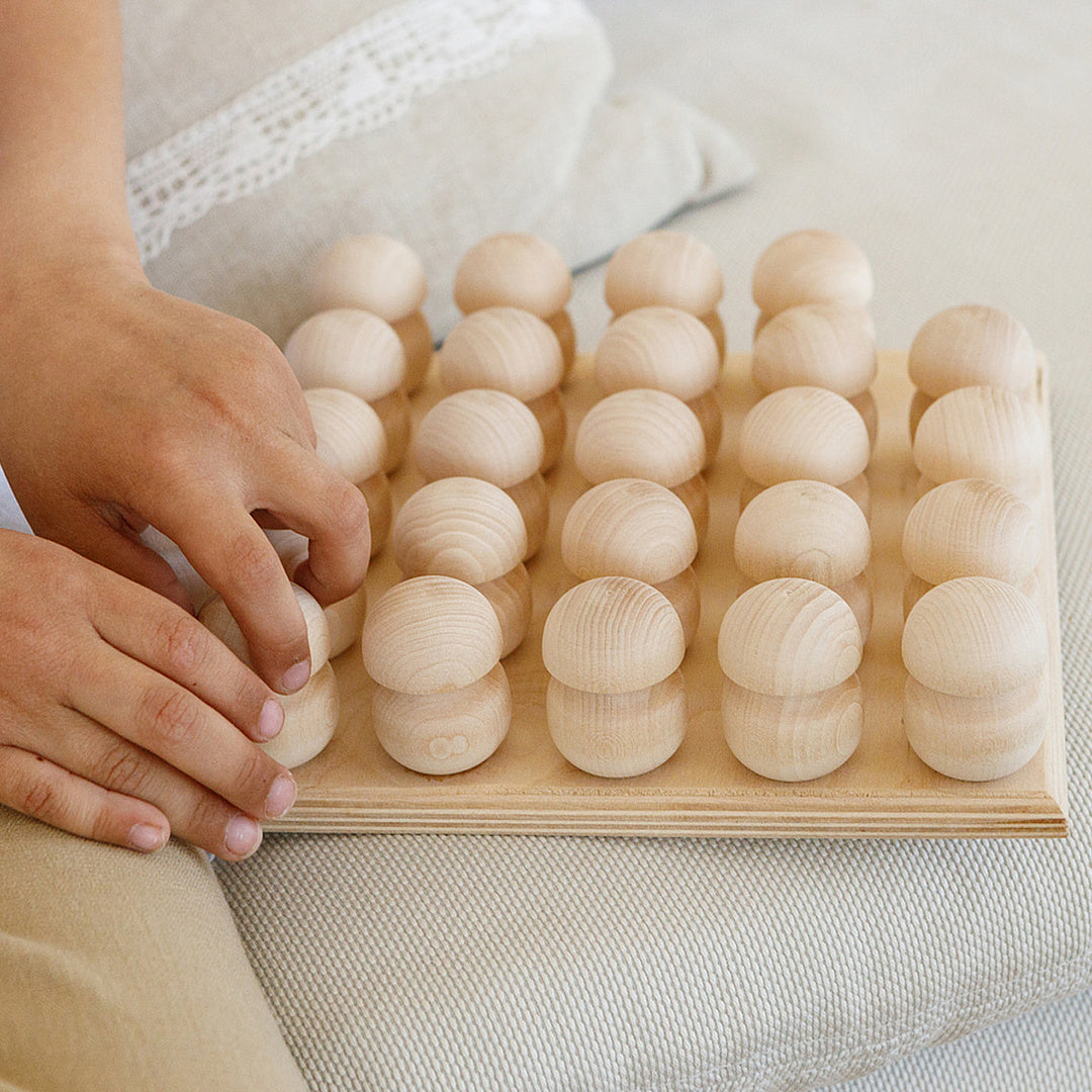 DIY 25 pcs Unfinished Wooden Mushrooms Set on a Stand Unpainted Montessori Toy
