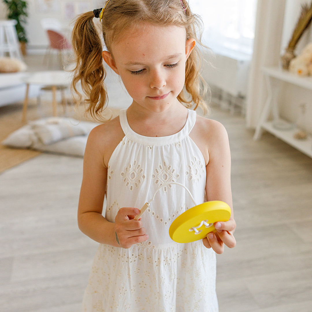 Developing Game Lacing Button yellow Montessori Toy