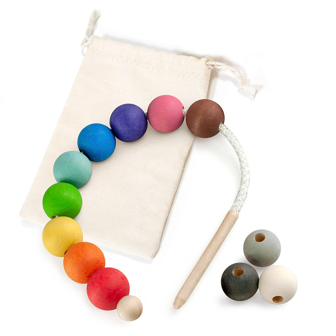 Lacing Small Montessori Toy Wooden 12 Balls 25 mm