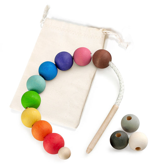 Lacing Small Montessori Toy Wooden 12 Balls 25 mm