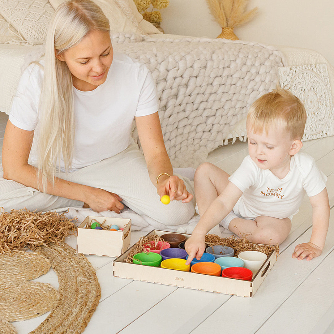 Lacing Small Montessori Toy Wooden 12 Balls 25 mm
