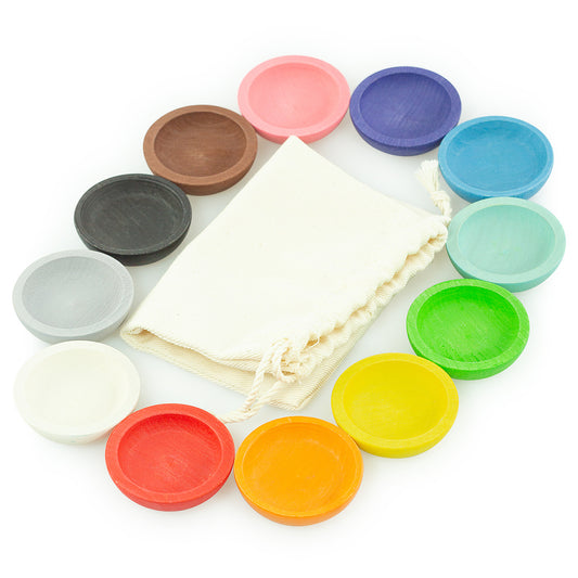 Set Colored Plates 12 pcs Montessori Toy Wooden Sorter Game