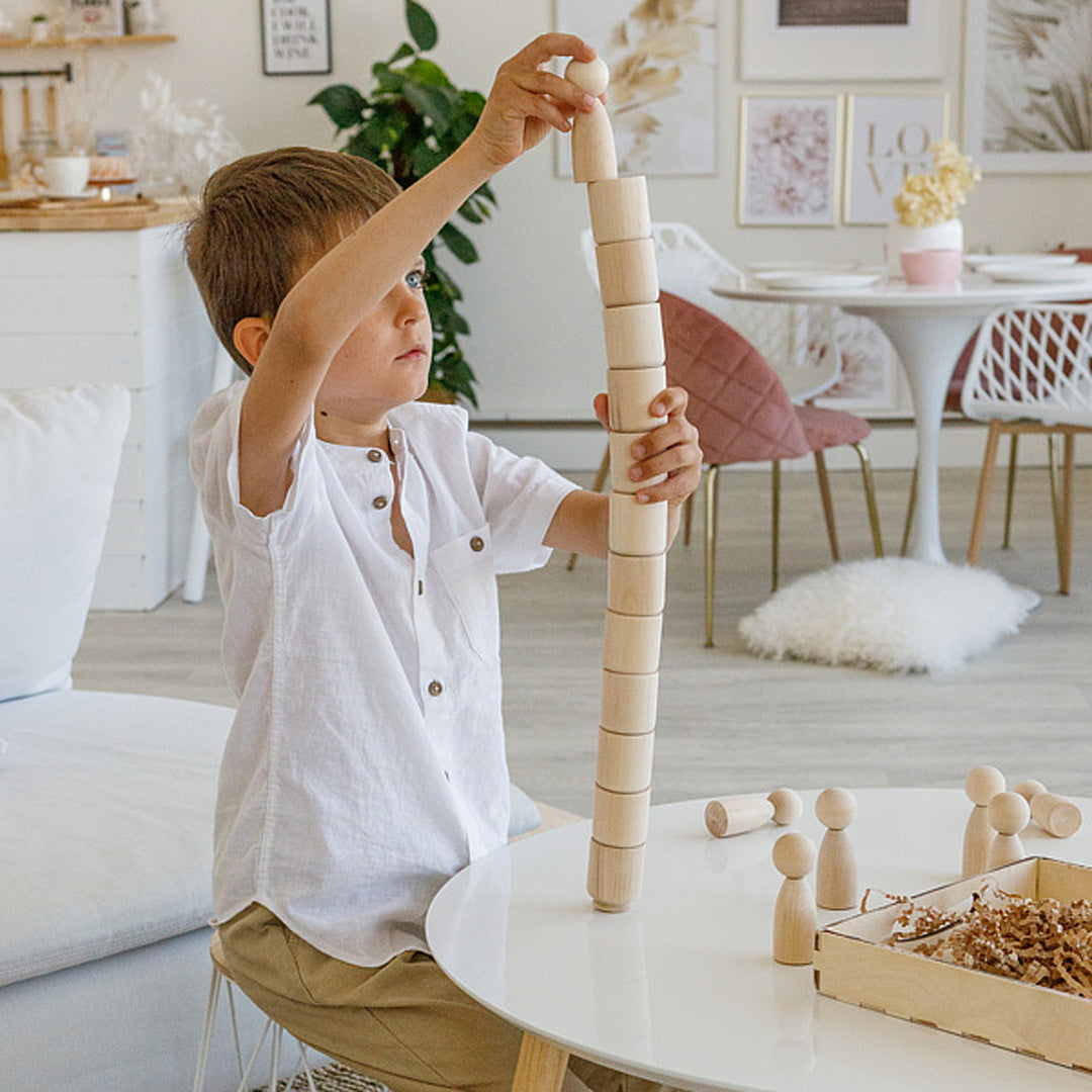 DIY Unpainted Peg Dolls in Cups Montessori Toy Wooden Sorter Game