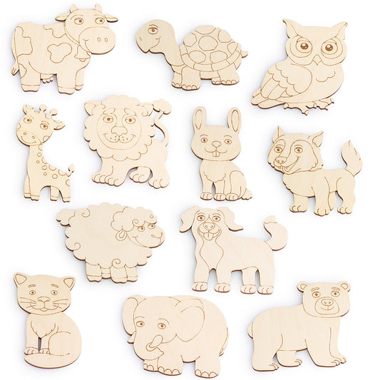 Wooden colouring models "Animals" 12 pcs