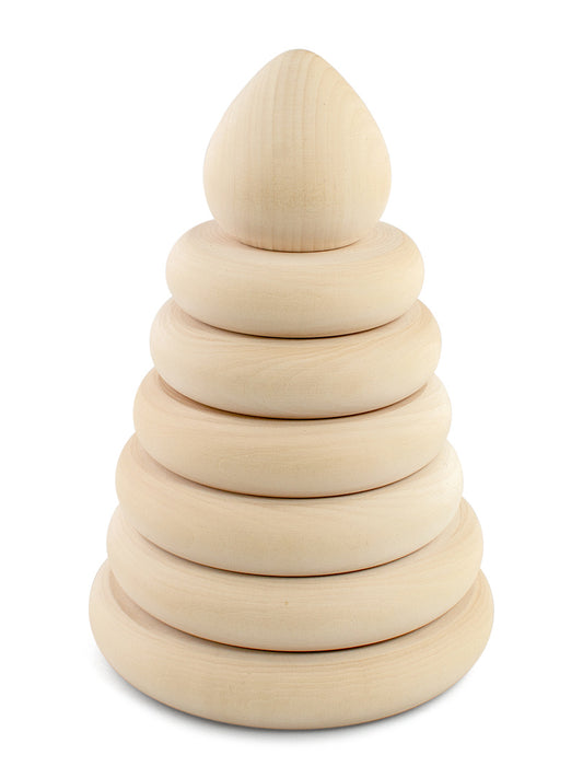 DIY Unfinished Rings Stacker Montessori Toy Wooden Stacking Rings 5 pcs 17 cm