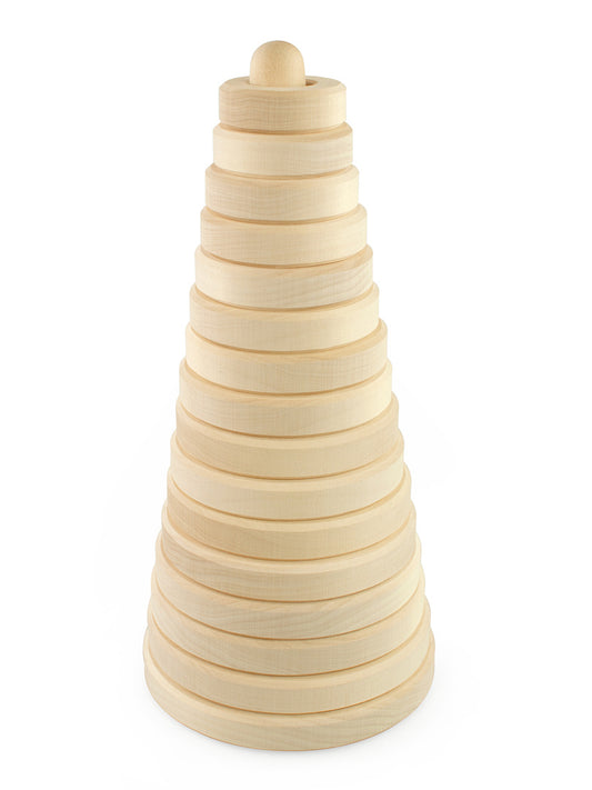 DIY Unfinished Rings Stacker Montessori Toy Wooden Stacking Rings 15 pcs 26 cm