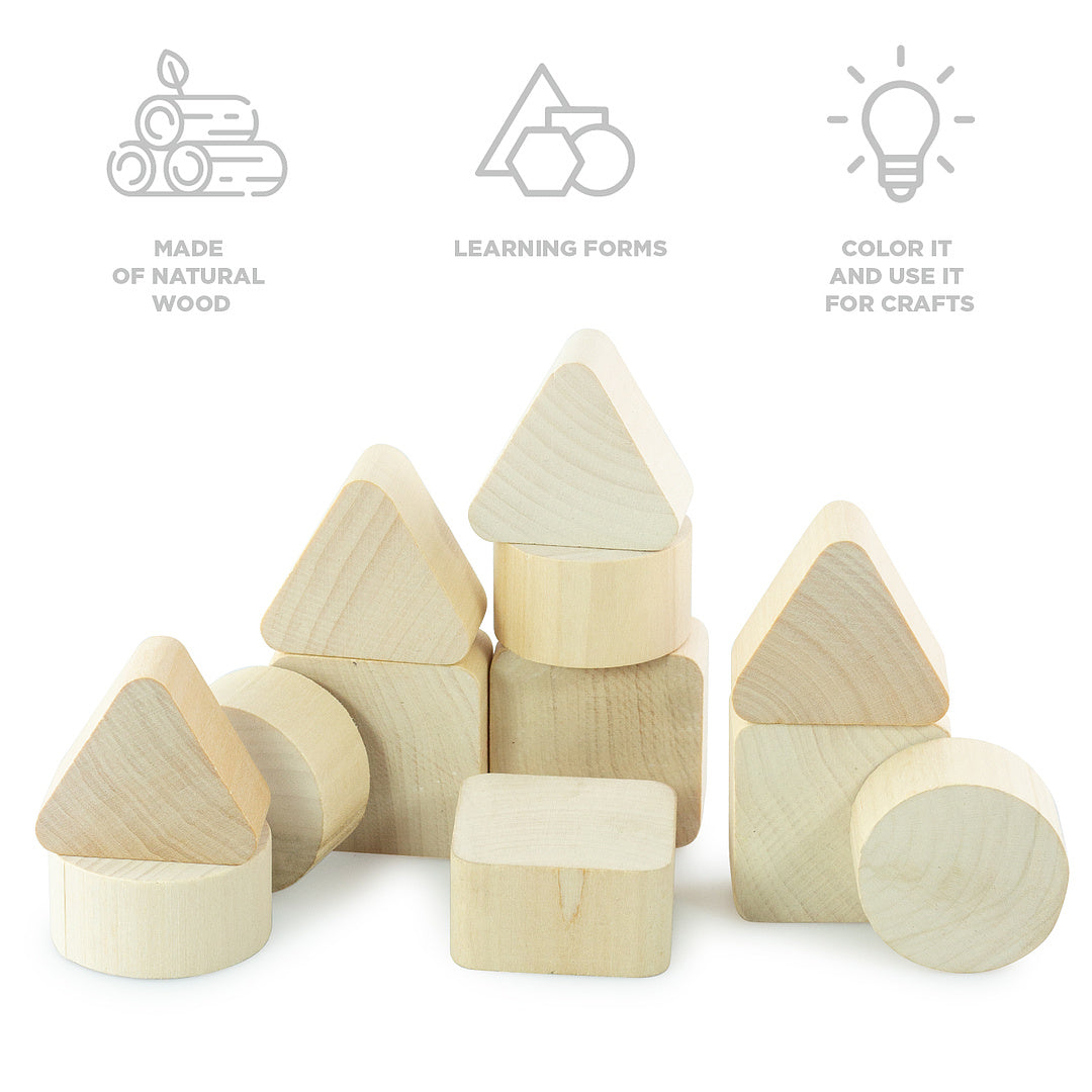DIY 12 pcs Unfinished Geometric Figures Set