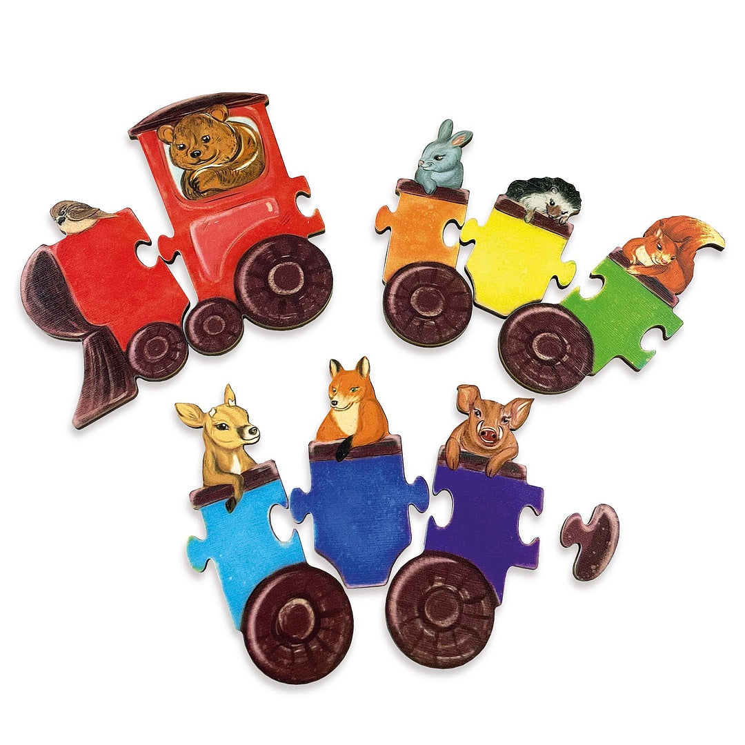Wooden Puzzle "Rainbow wagons"