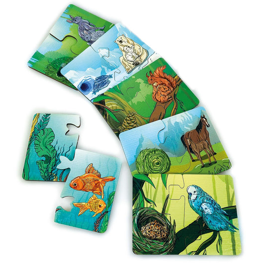 Puzzle board game "Who eats what and where do they live"