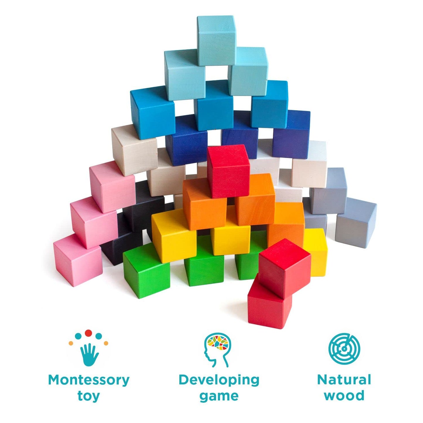 Small Coloured Cubes - 40 Stacking Cubes