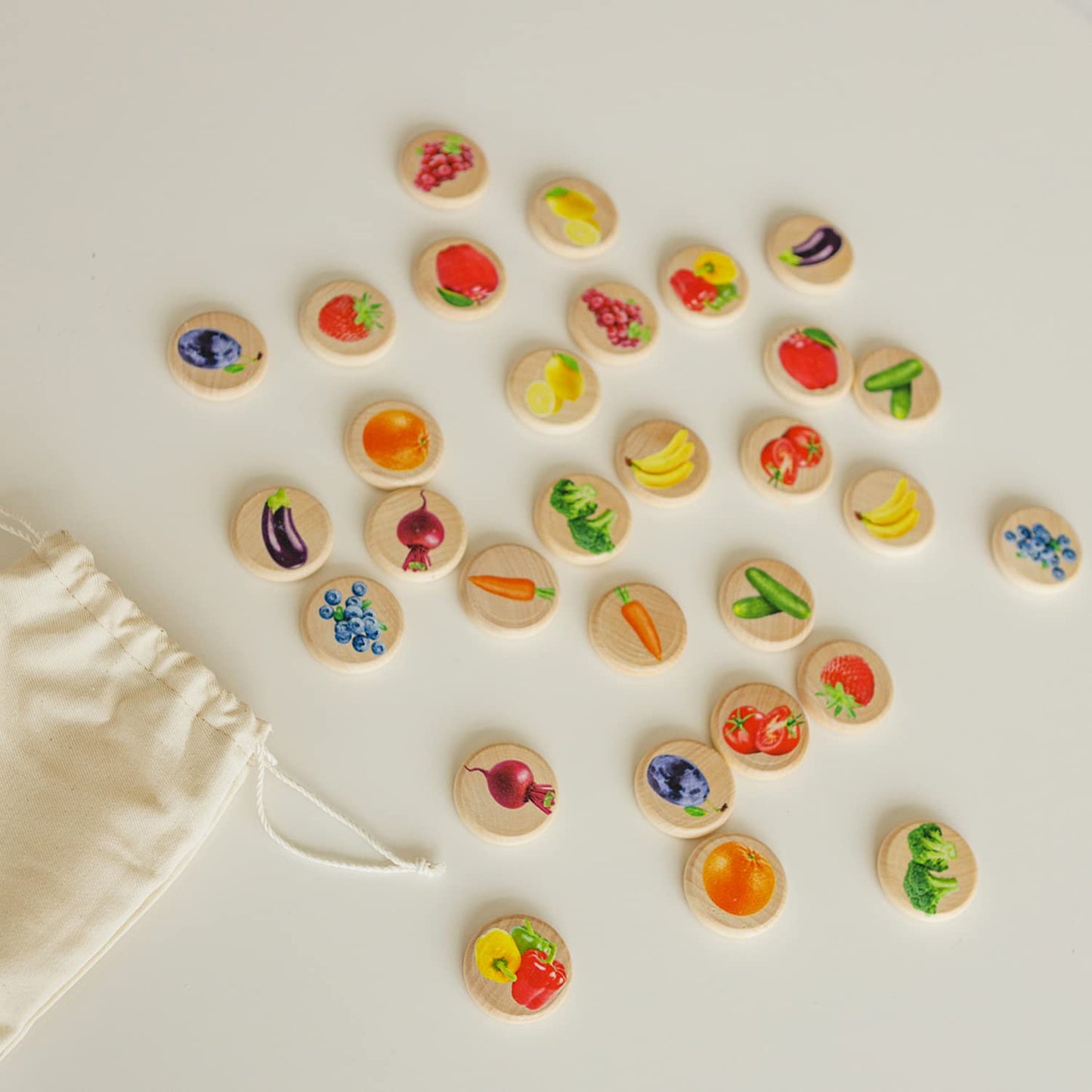 Fruits and Vegetables Memory Game - 30 chips