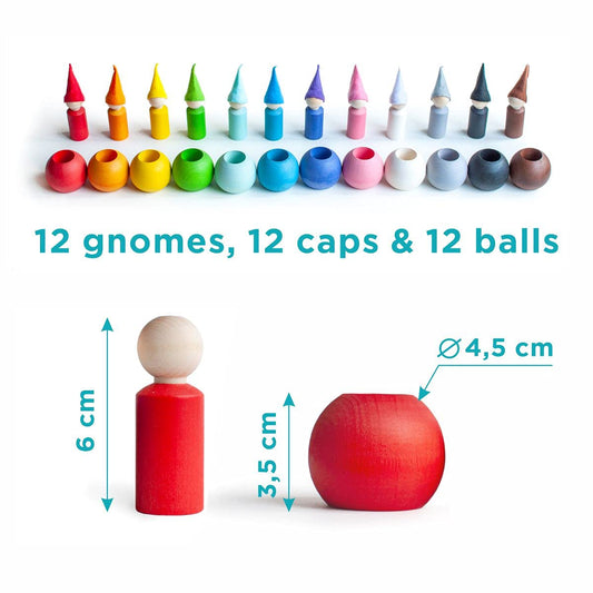 Peg Dolls with Hats in a Ball - 12 Gnomes 60 mm (1 Edition)