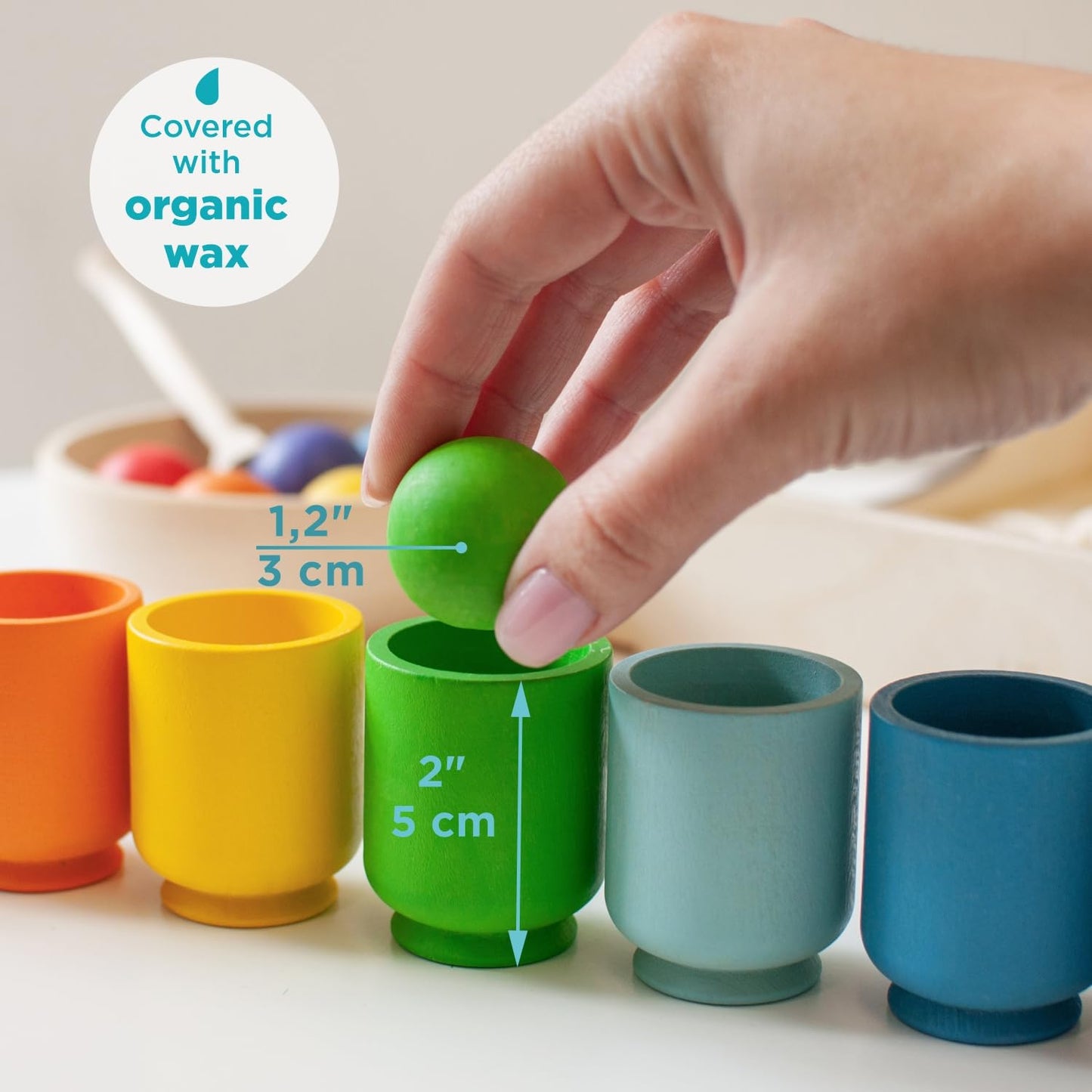 Small Rainbow Balls in Cups - 7 balls 30 mm