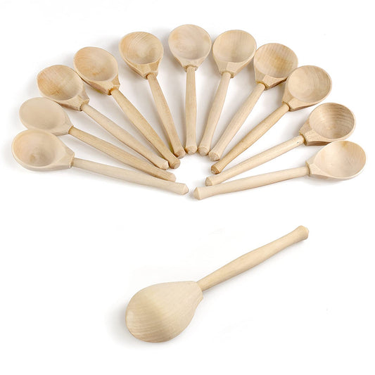 Unfinished Wooden Spoons for Craft - 12 pcs