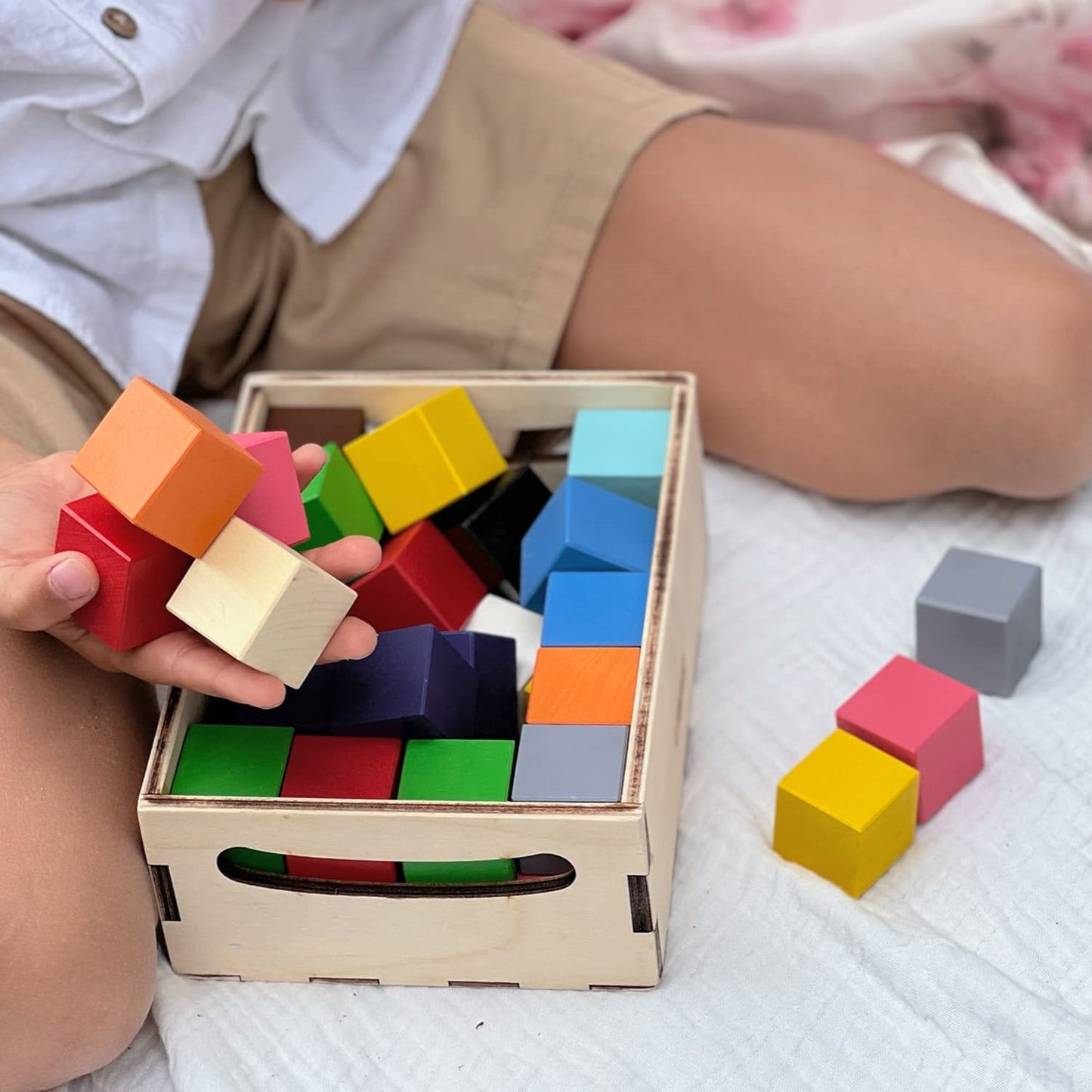 Small Coloured Cubes - 40 Stacking Cubes