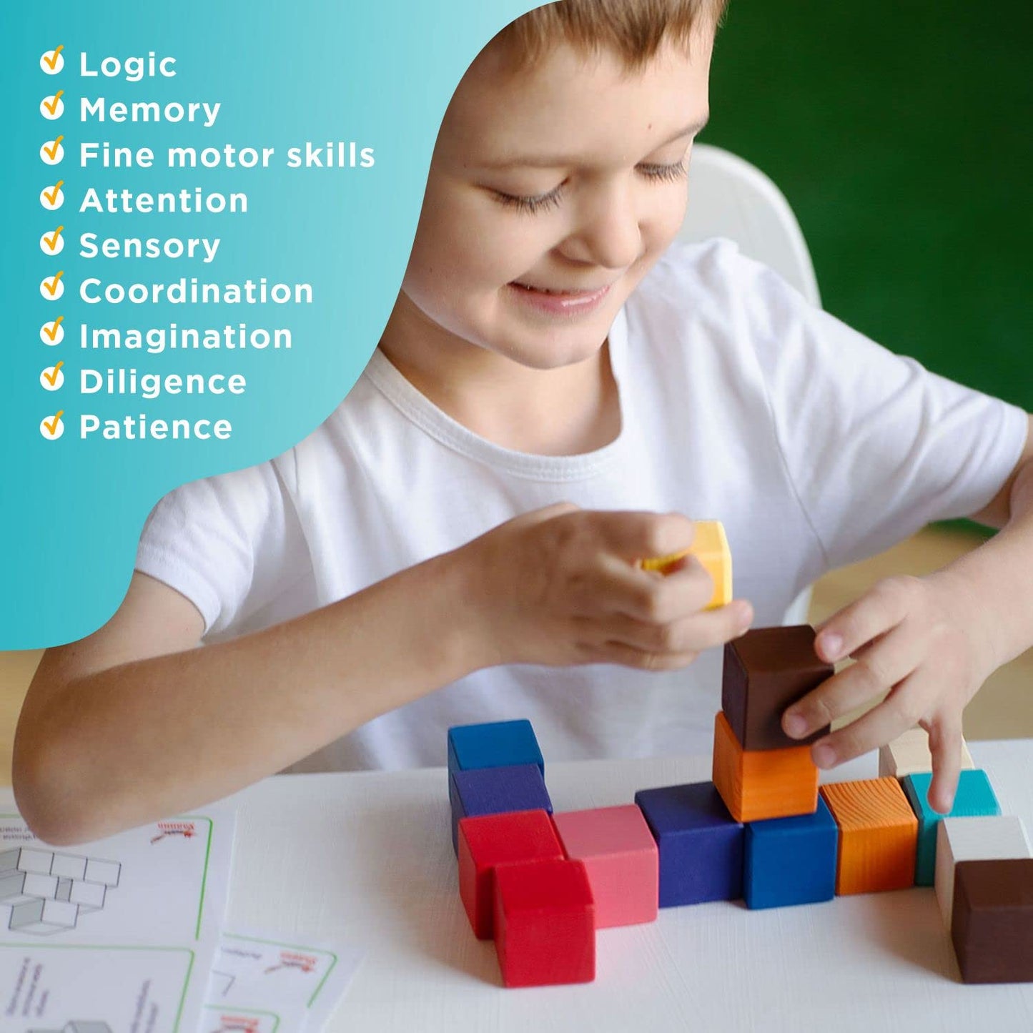 Small Coloured Cubes - 40 Stacking Cubes