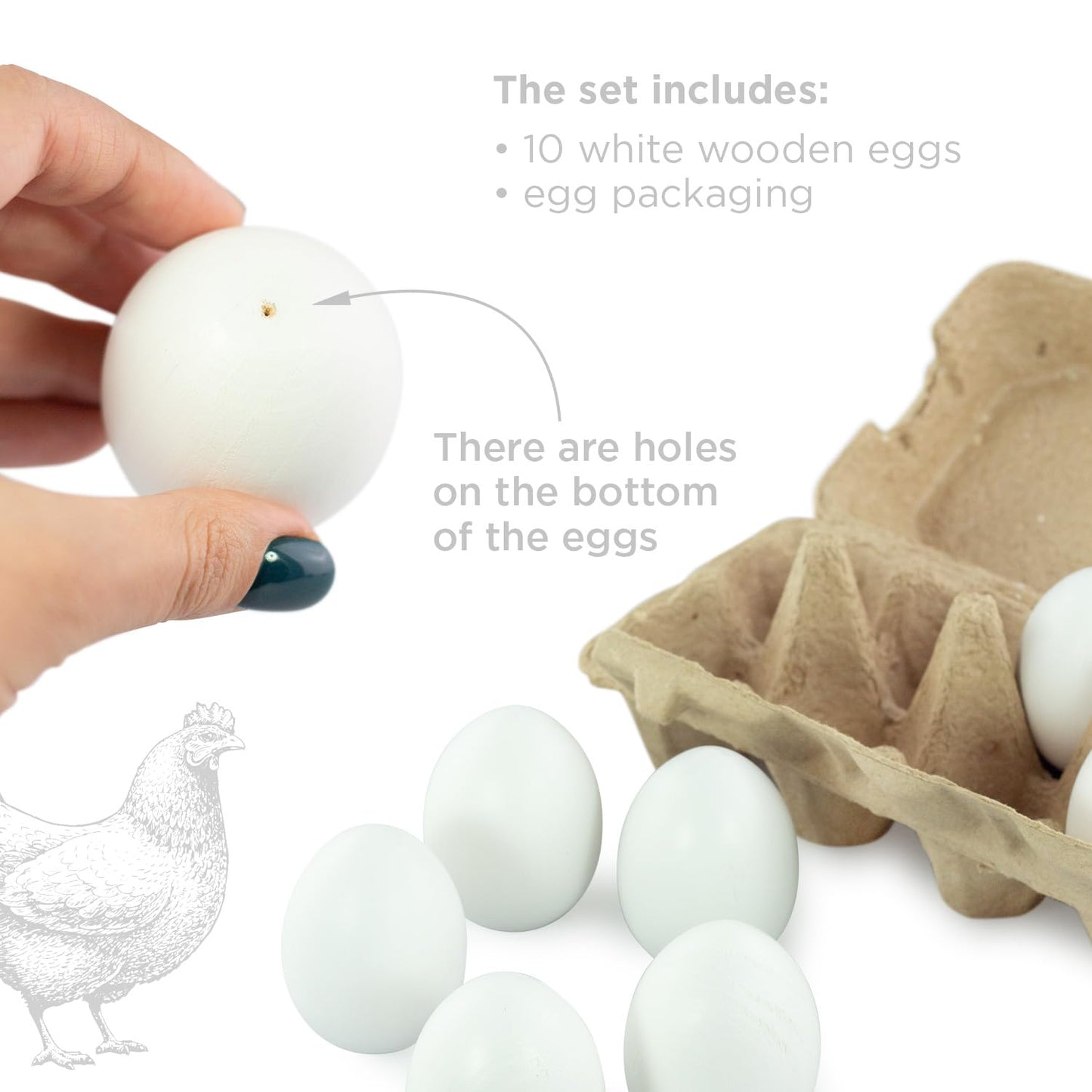 Unfinished Wooden Eggs - 10 pcs