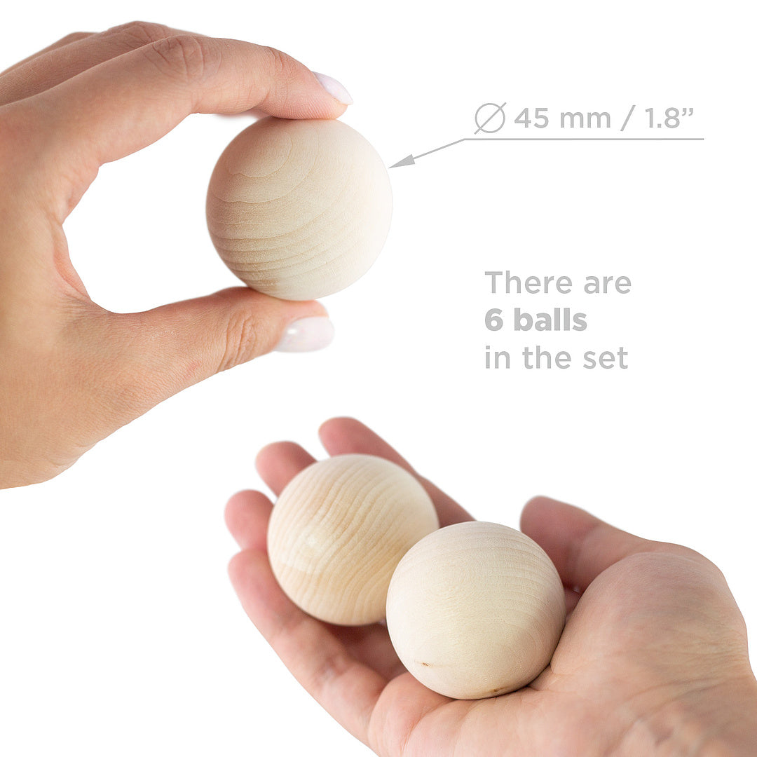 Wooden set "Balls" 6 pieces 45 mm