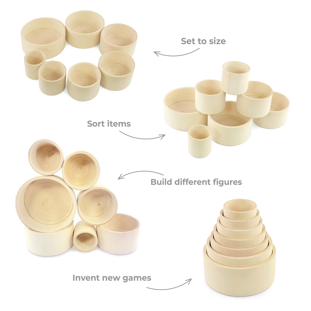 Wooden set "Sorting cups" 7 pieces