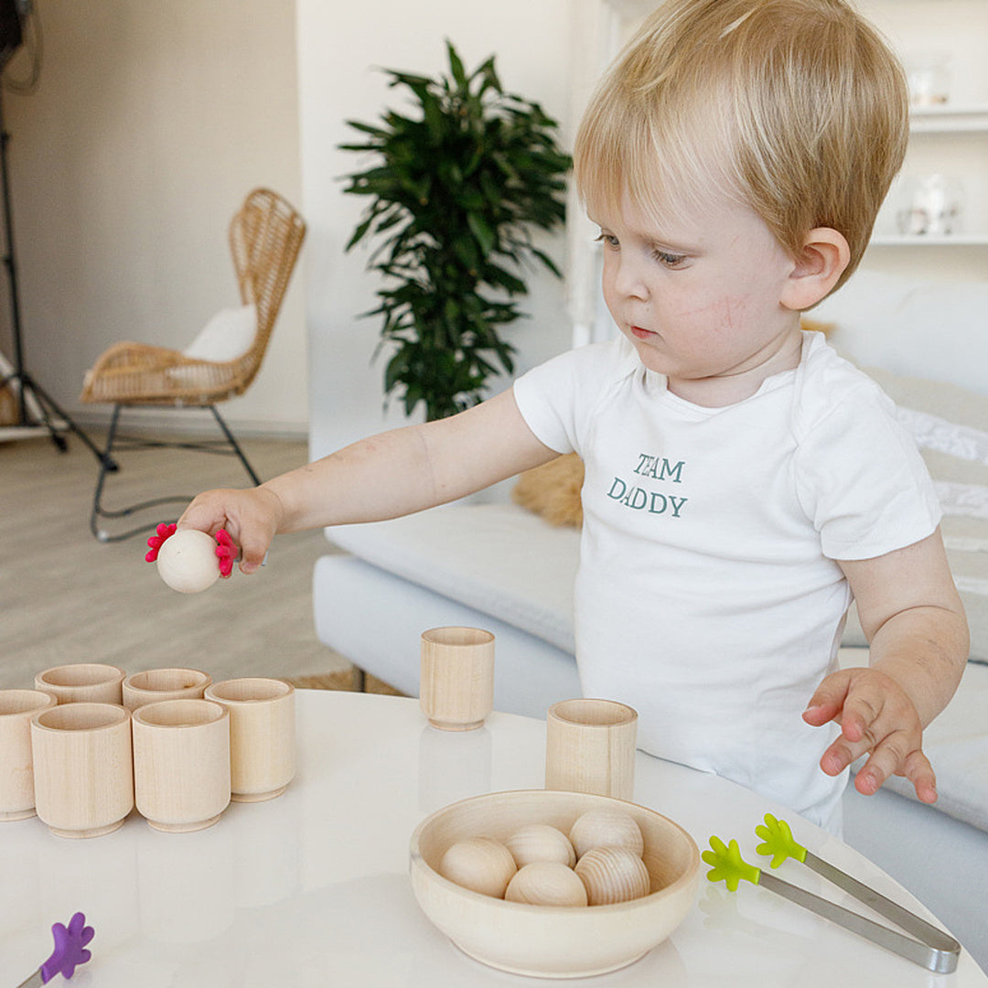 DIY Unpainted Balls in Cups Large Montessori Toy Wooden Sorter Game