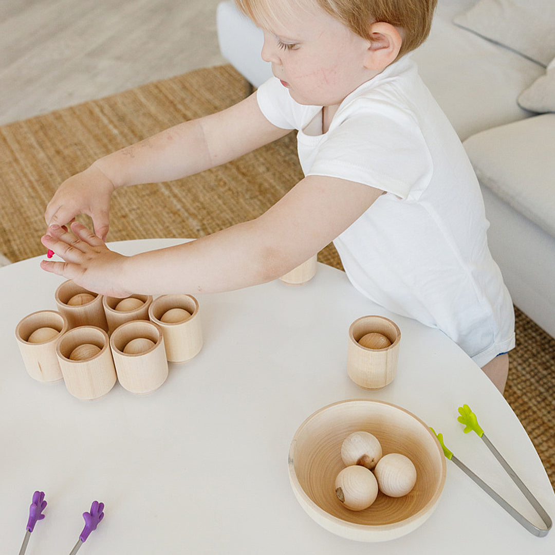 DIY Unpainted Balls in Cups Large Montessori Toy Wooden Sorter Game