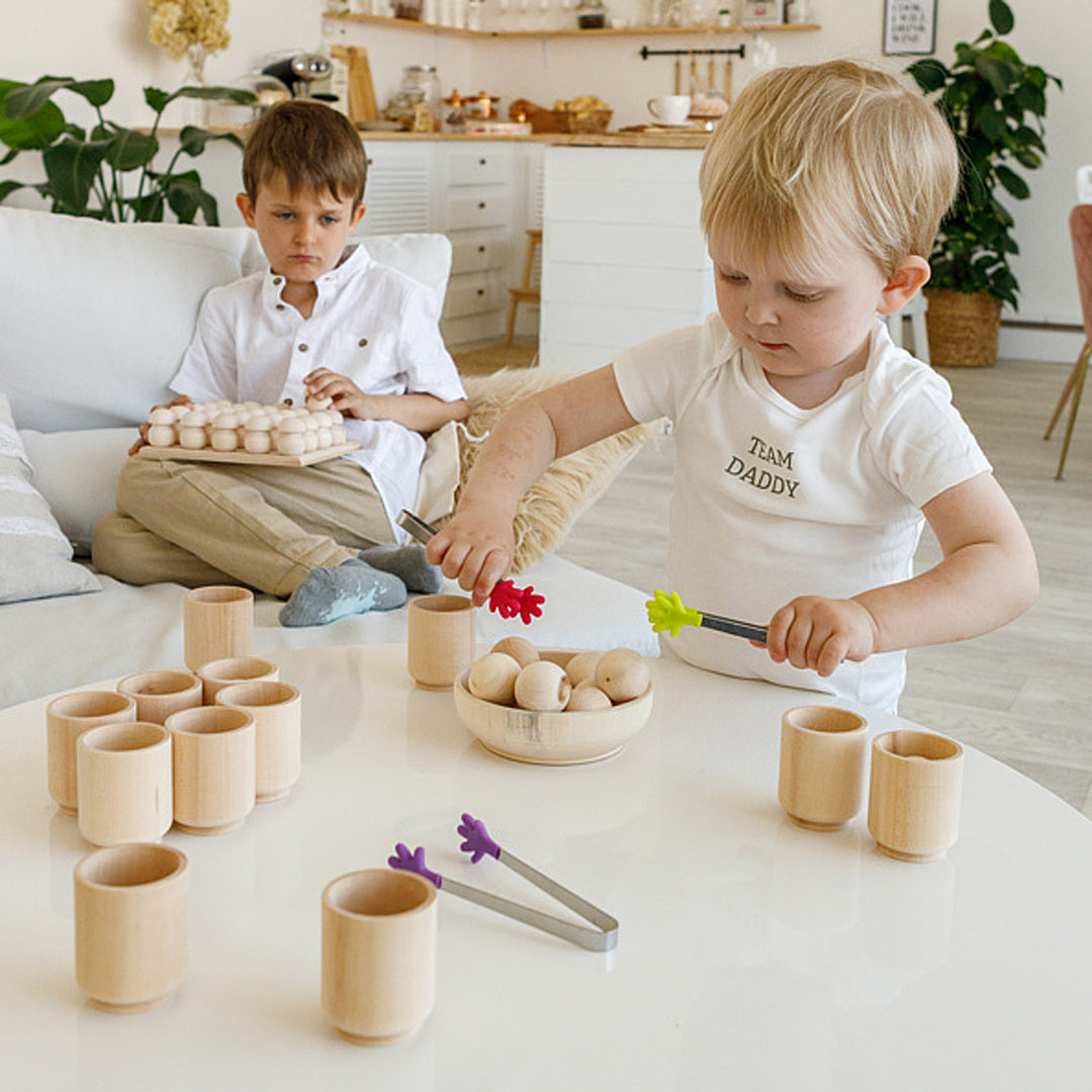 DIY Unpainted Balls in Cups Large Montessori Toy Wooden Sorter Game