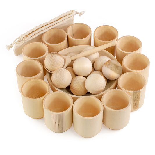 DIY Unpainted Balls in Cups Large Montessori Toy Wooden Sorter Game