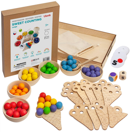 Sweet Counting Large - 60 Wooden Balls