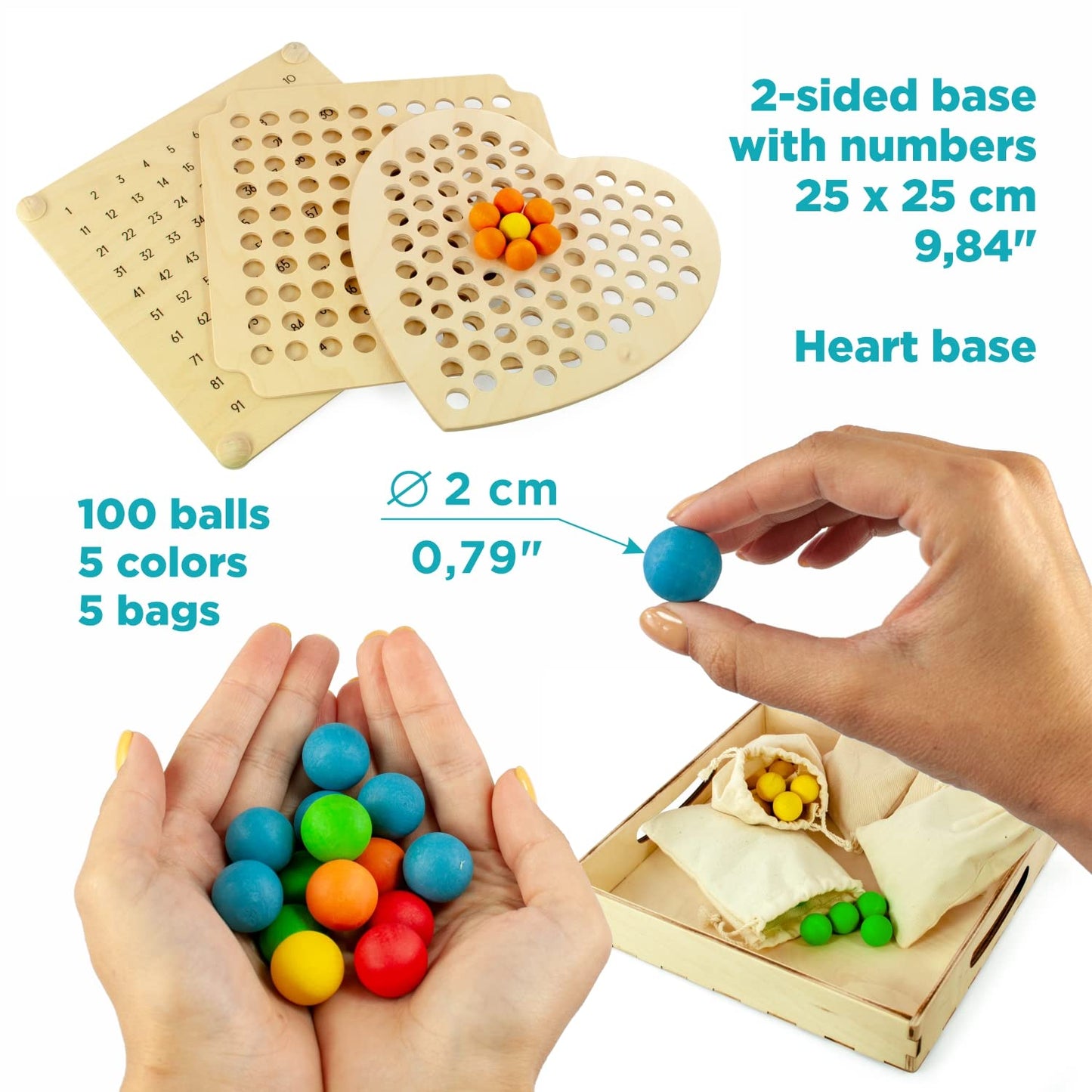 Count to 100 - Maths for Kids, 100 Wooden Balls (2 Edition)