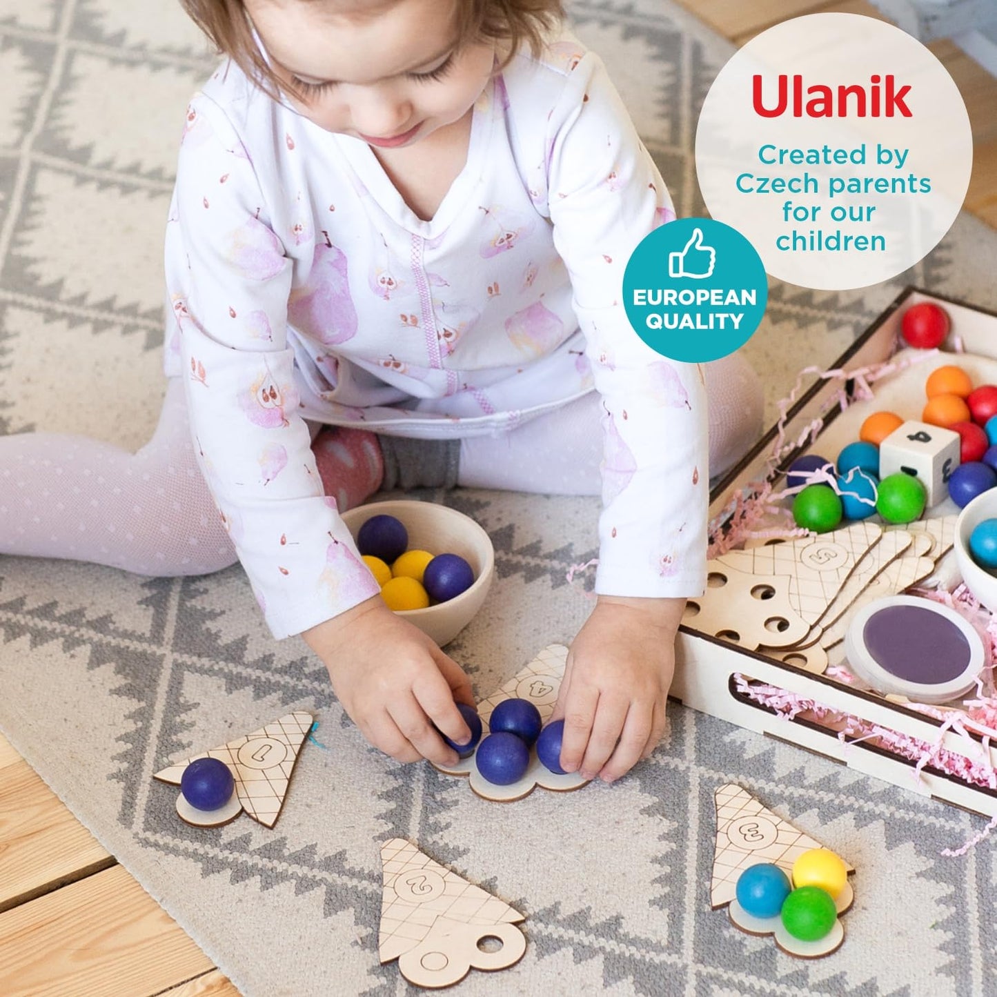 Sweet Counting Large - 60 Wooden Balls