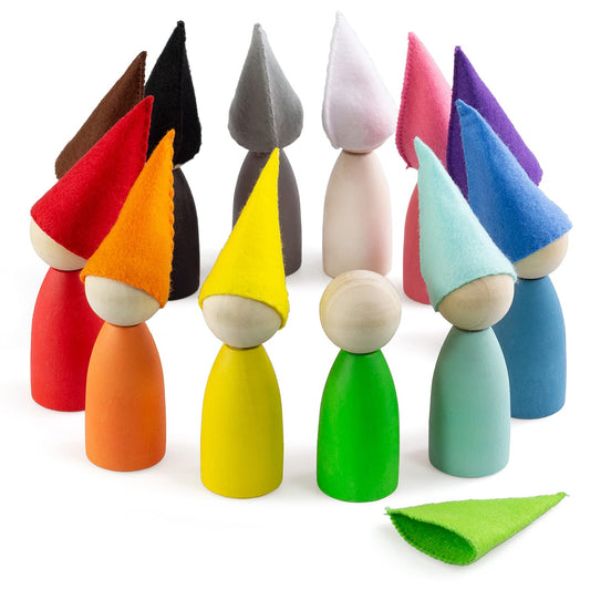 Large Peg Dolls with Hats - 12 Gnomes (2 Edition)