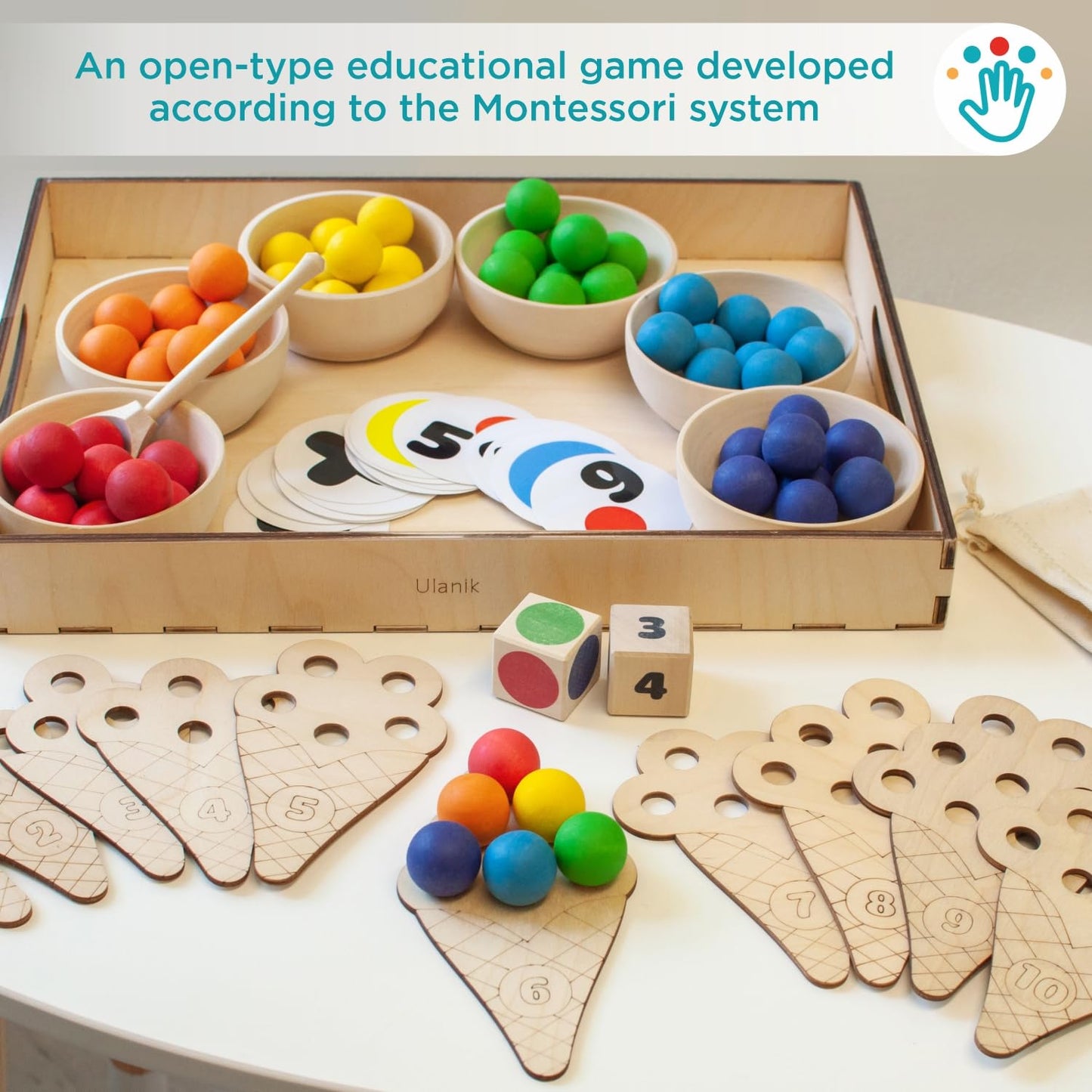 Sweet Counting Large - 60 Wooden Balls