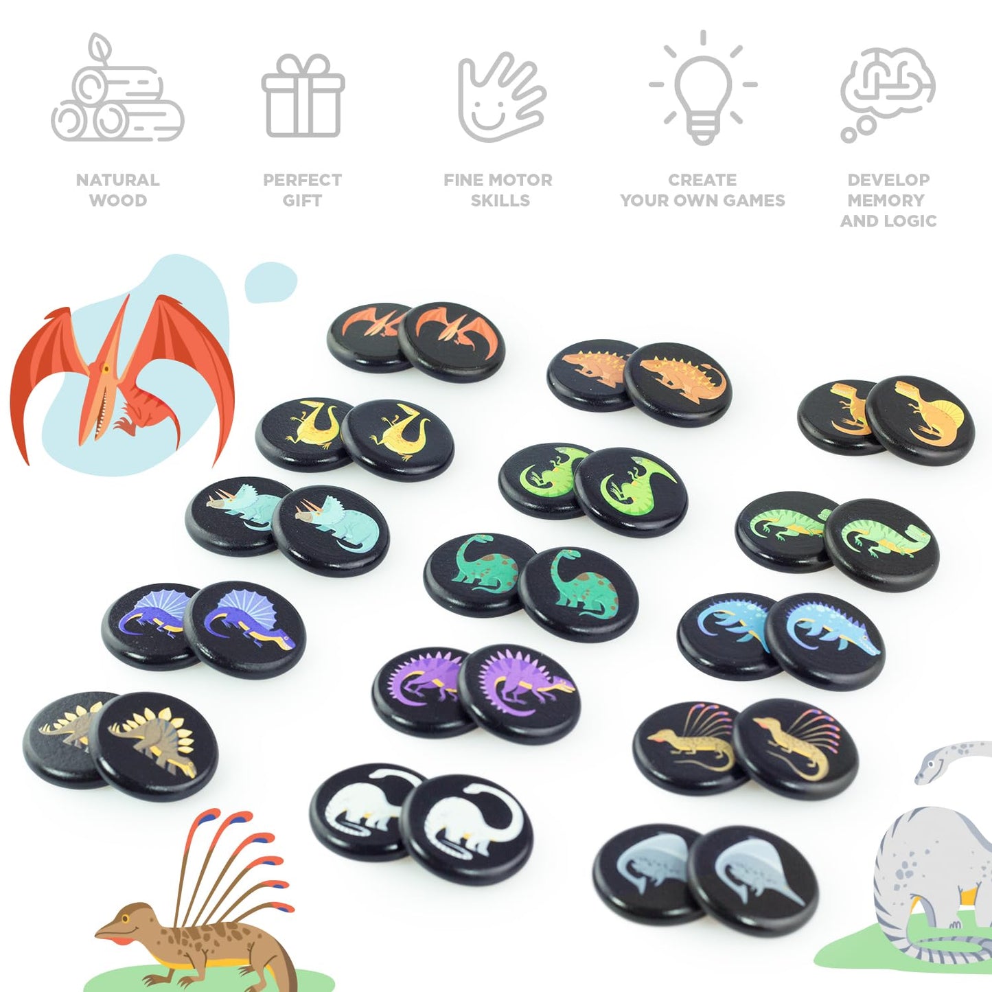 Dinosaurs Memory Game - 30 chips