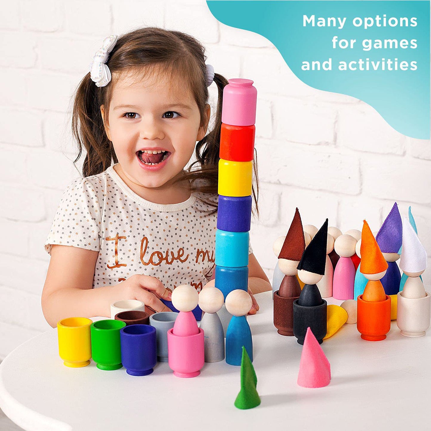 Large Peg Dolls in Cups with Hats - 12 Gnomes