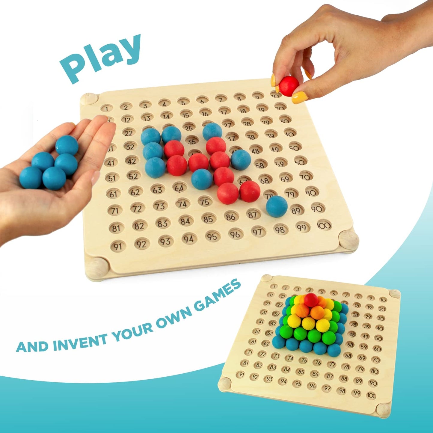 Count to 100 - Maths for Kids, 100 Wooden Balls (2 Edition)